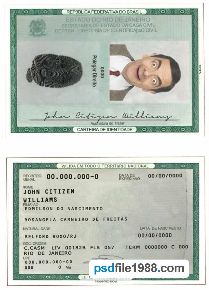 Brazil ID Template 2010-Present